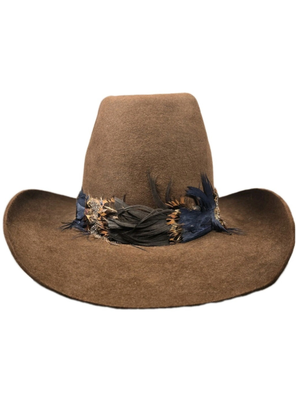 VTG JOHN B. STETSON 5x BEAVER FEATHER BAND CattlemaCOWBOY HAT BROWN Sz 7 1/8